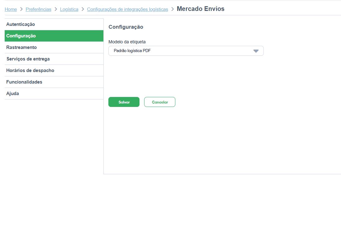 Configuração do Bling para gerar arquivo PDF com etiqueta de envio e DANFE simplificado do Mercado Livre